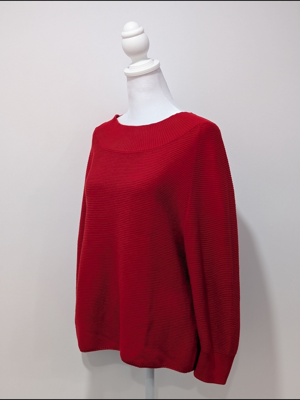 Dynamite Ribbed Crewneck Dolman Sweater - Bright Red